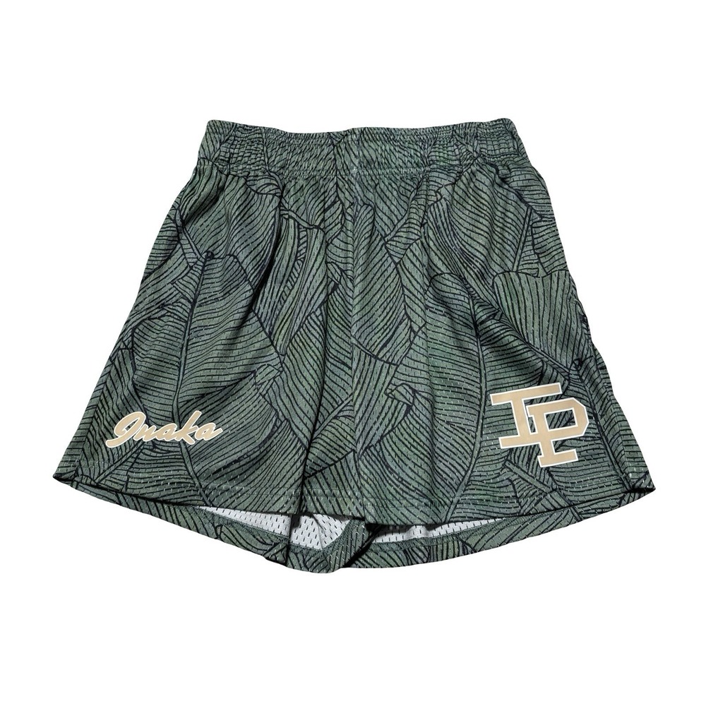 INAKA Power Floral Print Athletic Mesh Gym Shorts Green Size Small 25 x 4.5